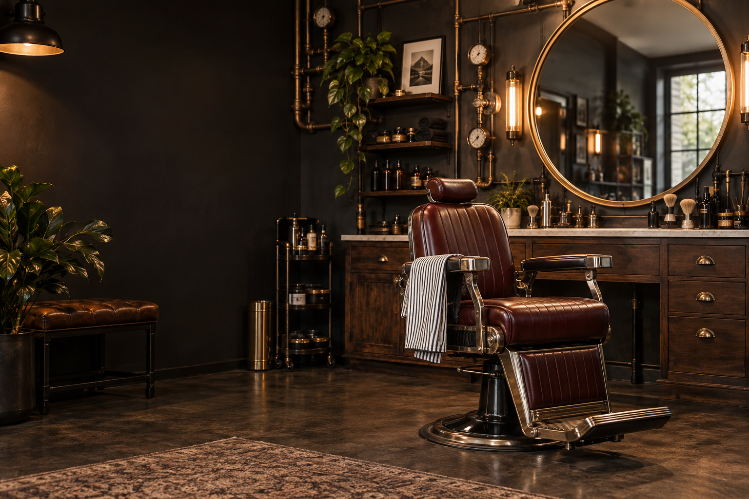 Dark editorial barbershop website concept